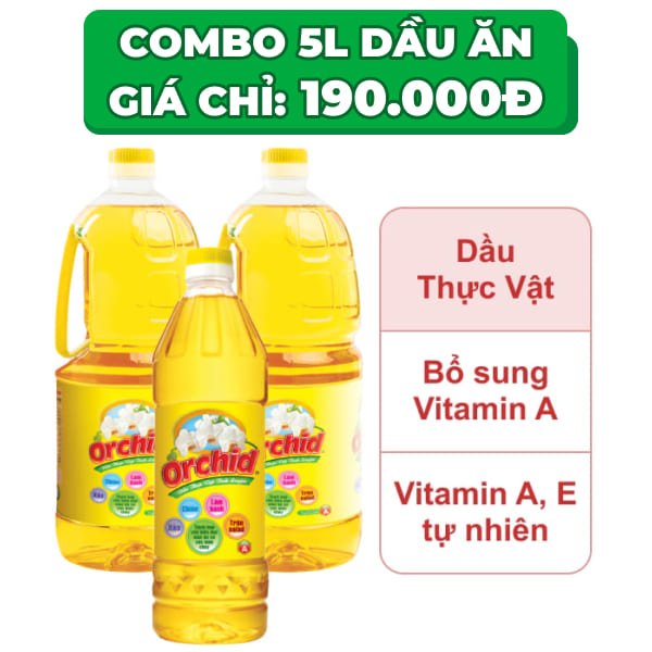 Combo 5 lít dầu thực vật tinh luyện Orchid