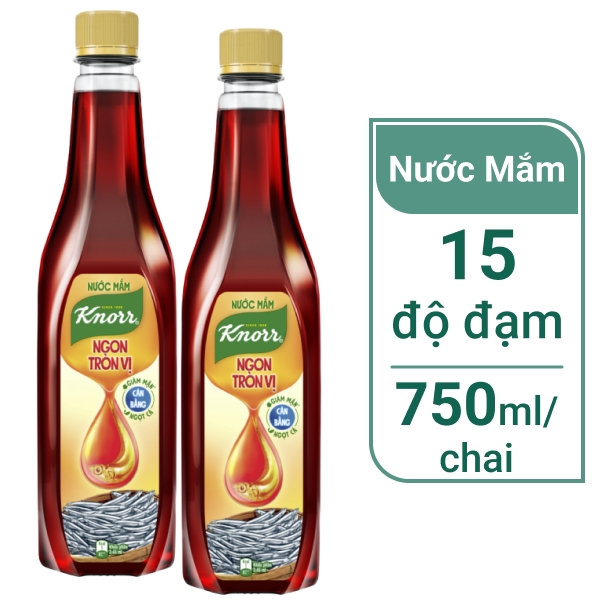 2 chai nước mắm cá cơm than Knorr 750ml