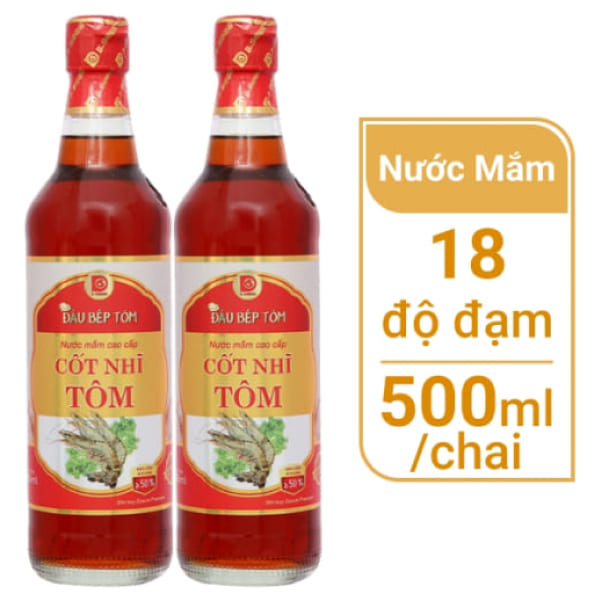 2 chai nước mắm cốt nhĩ tôm Đầu Bếp Tôm 500ml