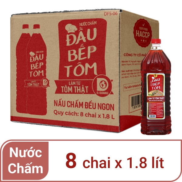 Thùng 8 chai nước chấm Đầu Bếp Tôm 1,8 lít