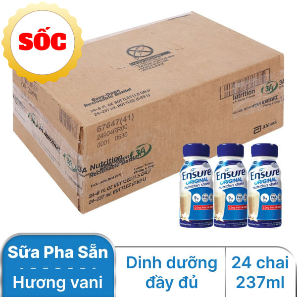 24 chai sữa pha sẵn Ensure Original 237ml