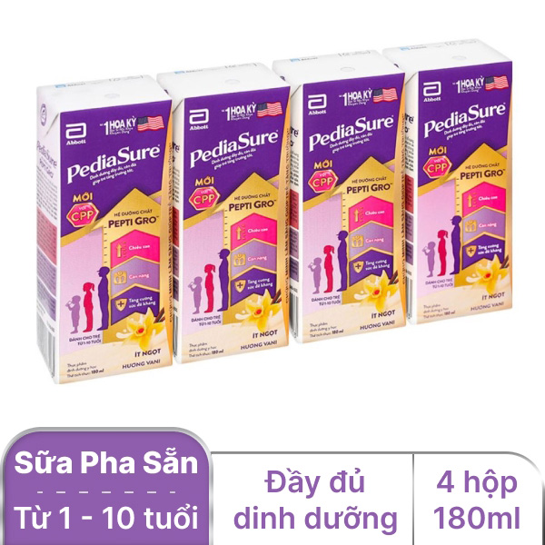 Lốc 4 hộp sữa pha sẵn PediaSure vani 180ml