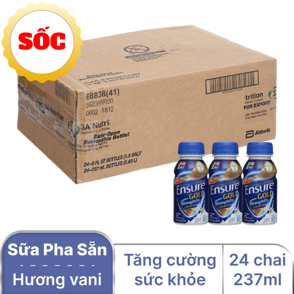 24 chai sữa pha sẵn Ensure Gold vani 237ml