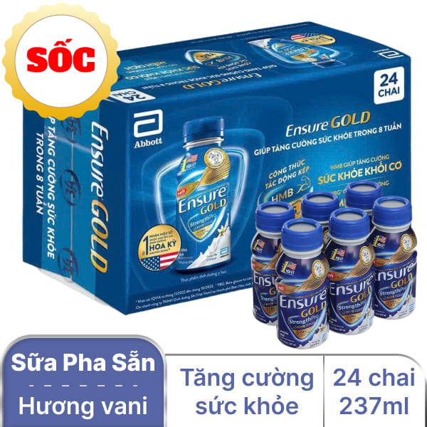 24 chai sữa pha sẵn Ensure Gold vani 237ml