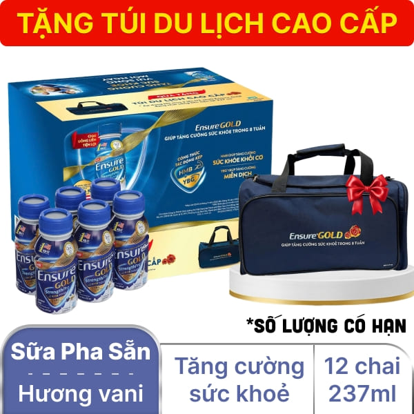 12 chai sữa pha sẵn Ensure Gold vani 237ml