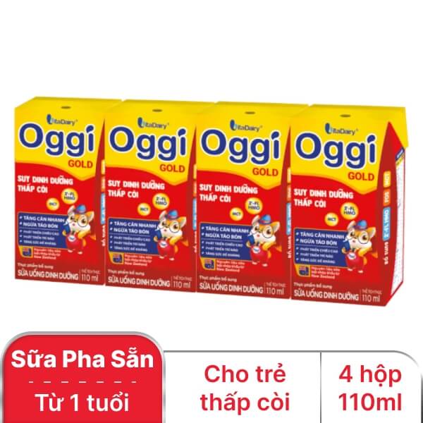 Lốc 4 hộp sữa VitaDairy Oggi Gold 110ml