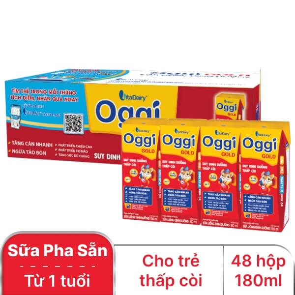 Thùng 48 hộp sữa VitaDairy Oggi Gold 180ml