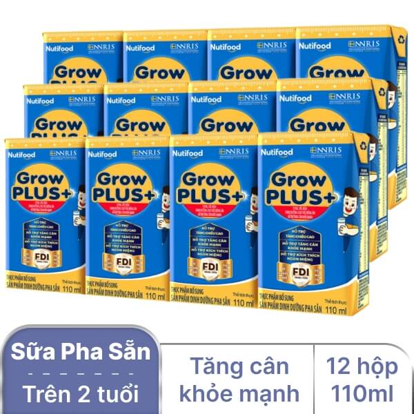 3 lốc sữa NutiFood Grow Plus+ Xanh 110ml