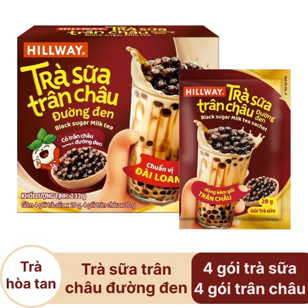 Trà sữa trân châu đường đen Hillway hộp 232g