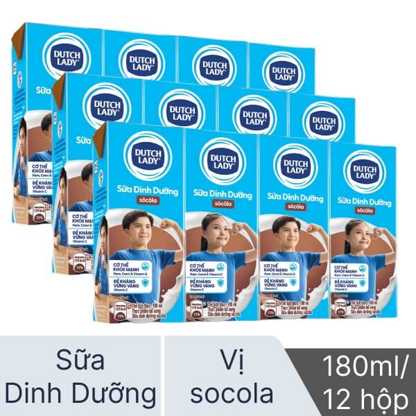 3 lốc sữa dinh dưỡng Dutch Lady socola 180ml