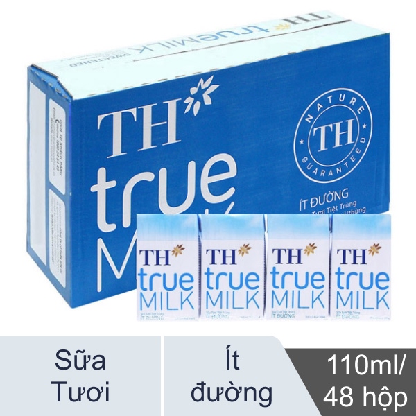 Thùng 48 hộp sữa tươi ít đường TH true MILK 110ml