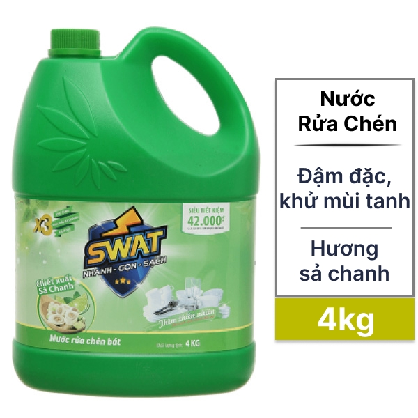 Nước rửa chén Swat sả chanh 4 kg