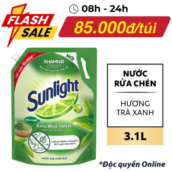 Nước rửa chén Sunlight matcha 3.1 lít