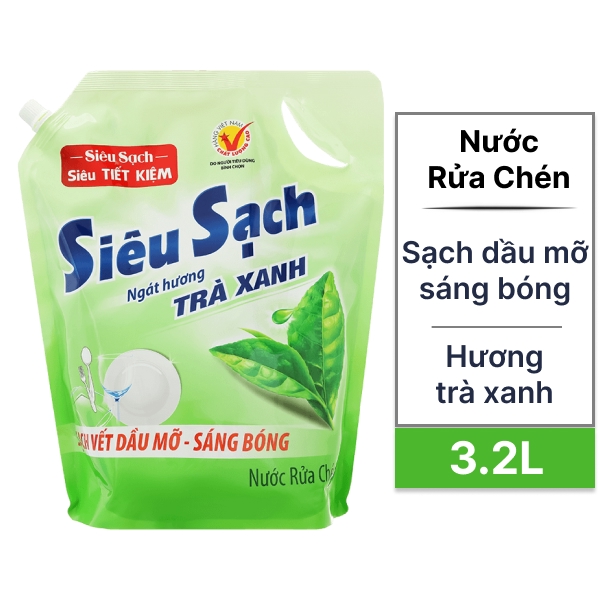 Nước rửa chén Lix trà xanh 3.2 lít