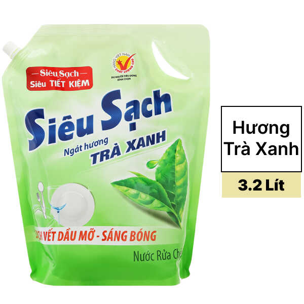 Nước rửa chén Lix trà xanh 3.2 lít