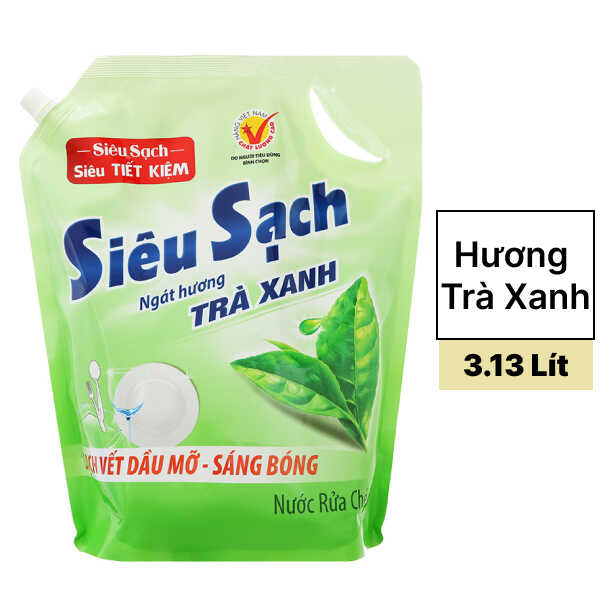 Nước rửa chén Lix trà xanh 3.13 lít