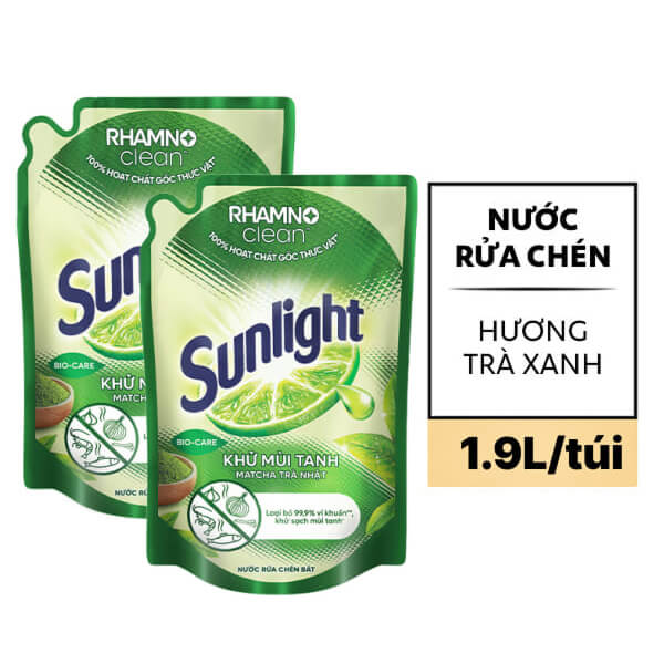 2 túi nước rửa chén Sunlight matcha 1.9 lít