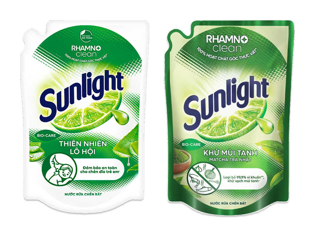Nước rửa chén Sunlight matcha trà Nhật, muối khoáng lô hội