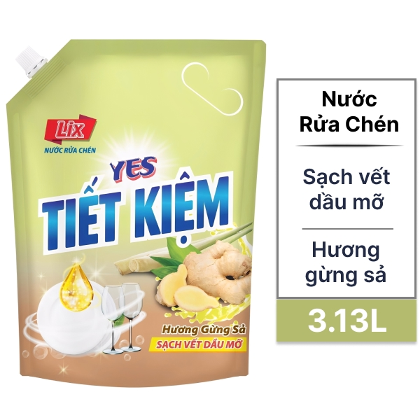 Nước rửa chén YES hương gừng sả 3.13 lít