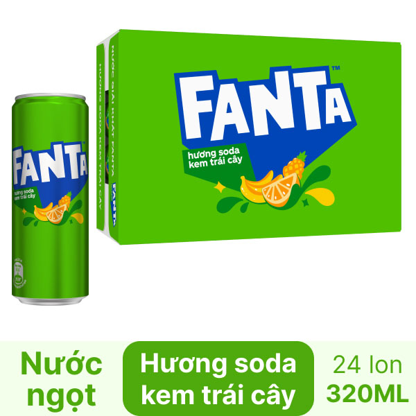 Thùng 24 lon nước ngọt Fanta soda kem 320ml