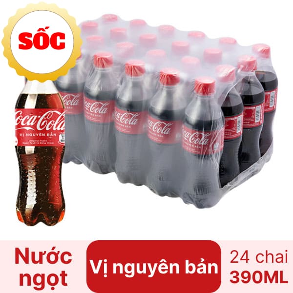 Thùng 24 chai nước ngọt Coca Cola 390ml