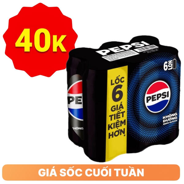 6 lon nước ngọt Pepsi không calo 320ml