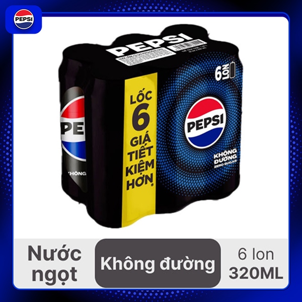 6 lon nước ngọt Pepsi không calo 320ml