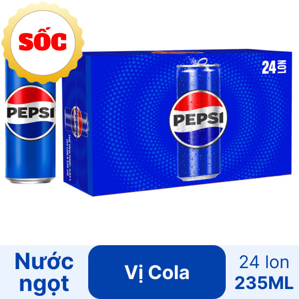 Thùng 24 lon Pepsi Sleek 235ml