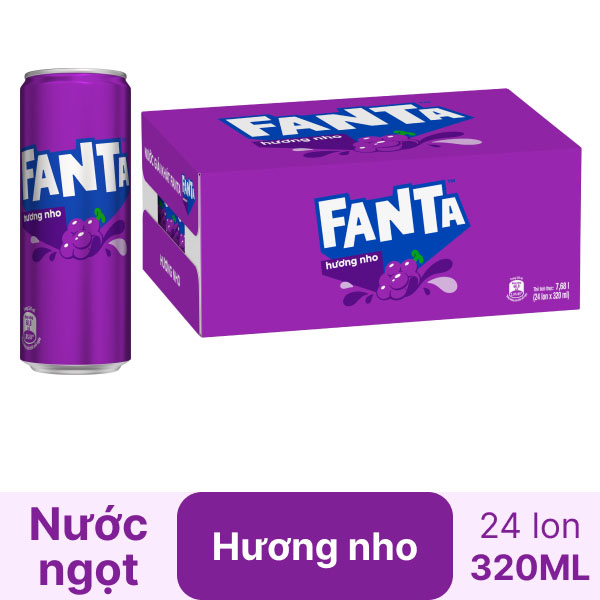 Thùng 24 lon nước ngọt Fanta nho 320ml