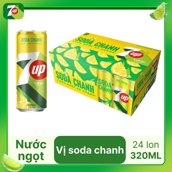Thùng 24 lon nước ngọt soda chanh 7 Up 320ml