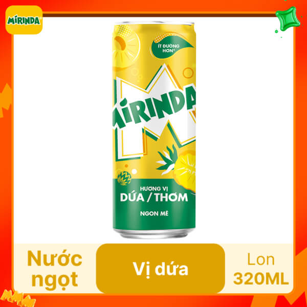 Nước ngọt Mirinda vị dứa lon 320ml