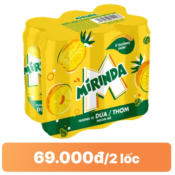 6 lon nước ngọt Mirinda vị dứa 320ml