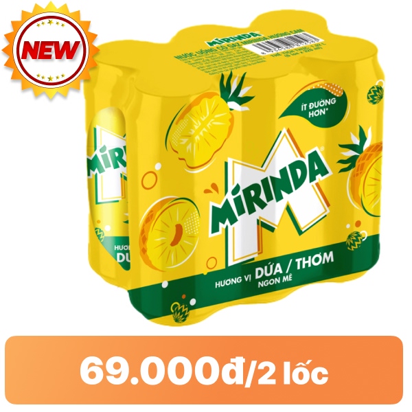 6 lon nước ngọt Mirinda vị dứa 320ml