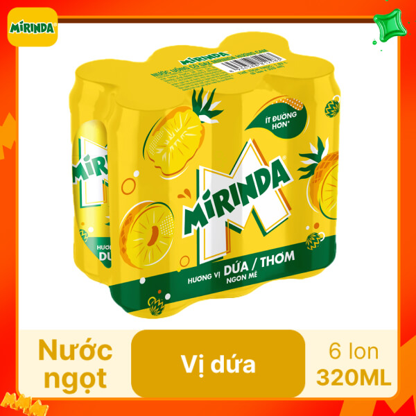 6 lon nước ngọt Mirinda vị dứa 320ml
