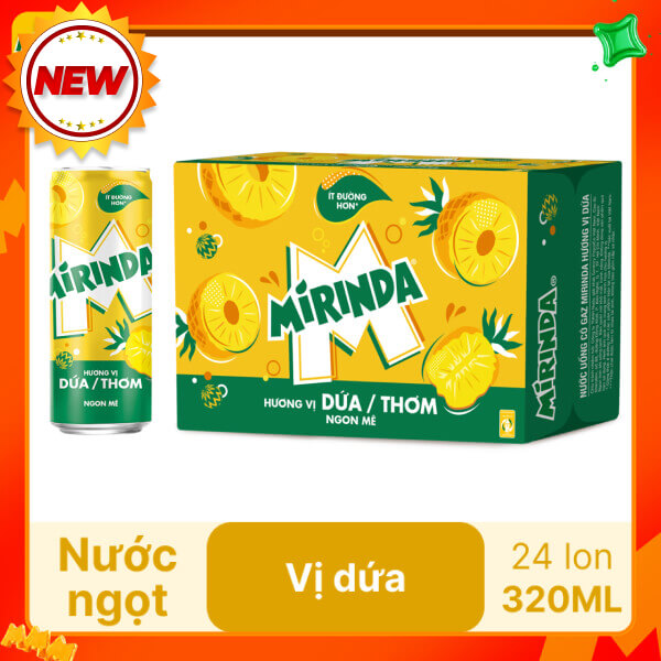 Thùng 24 lon nước ngọt Mirinda vị dứa 320ml