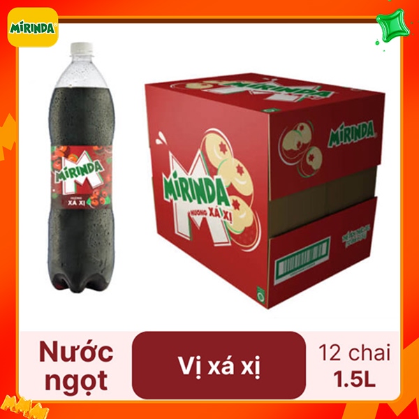 Thùng 12 chai nước ngọt Mirinda xá xị 1.5 lít