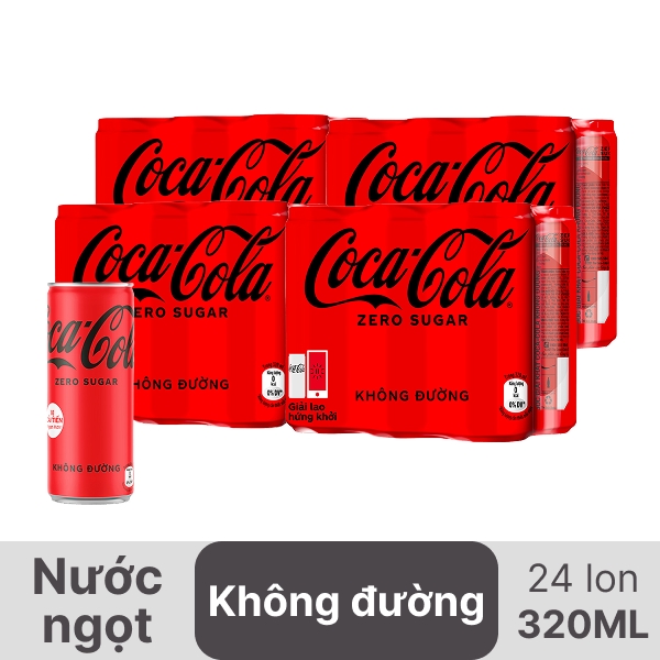 Thùng 24 lon nước ngọt Coca Cola Zero 320ml