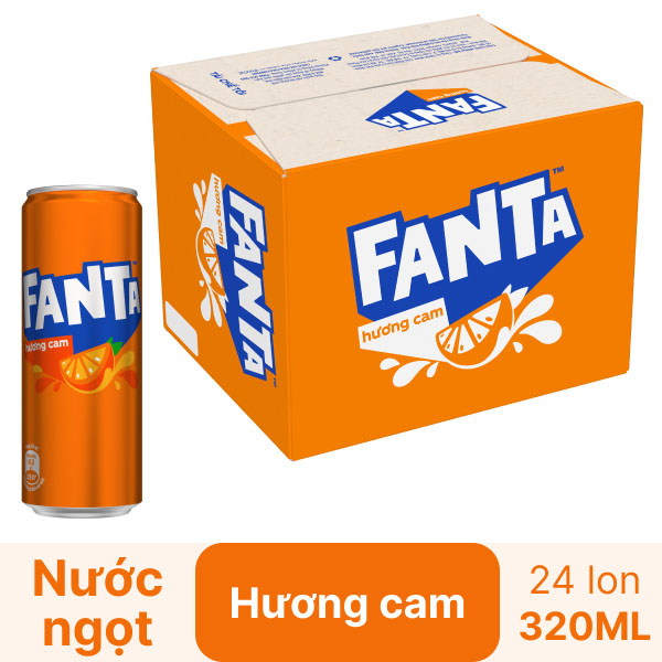 Thùng 24 lon nước ngọt Fanta cam 320ml