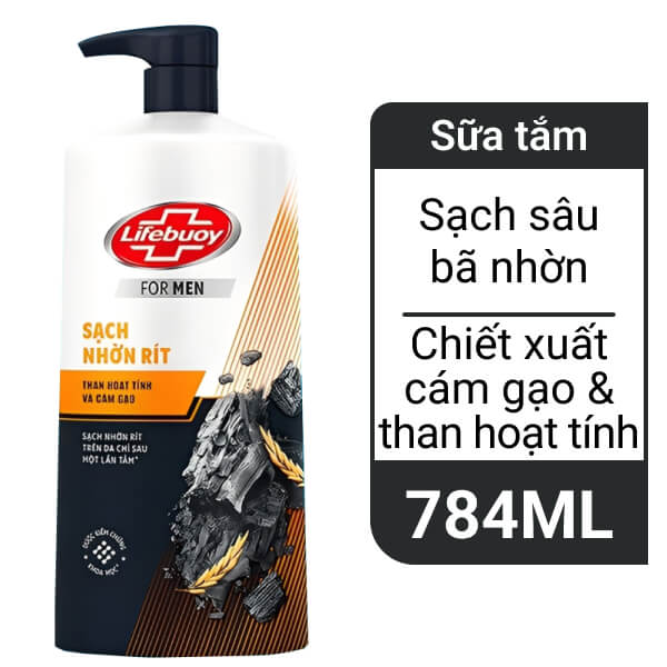Sữa tắm Lifebuoy than hoạt tính & cám gạo 784ml