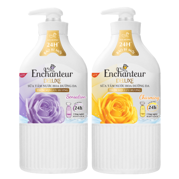 2 chai sữa tắm nước hoa dưỡng da Enchanteur Deluxe 650g