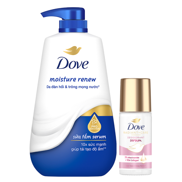 Sữa tắm Dove dưỡng ẩm 500g & lăn khử mùi Dove Serum Collagen 45ml