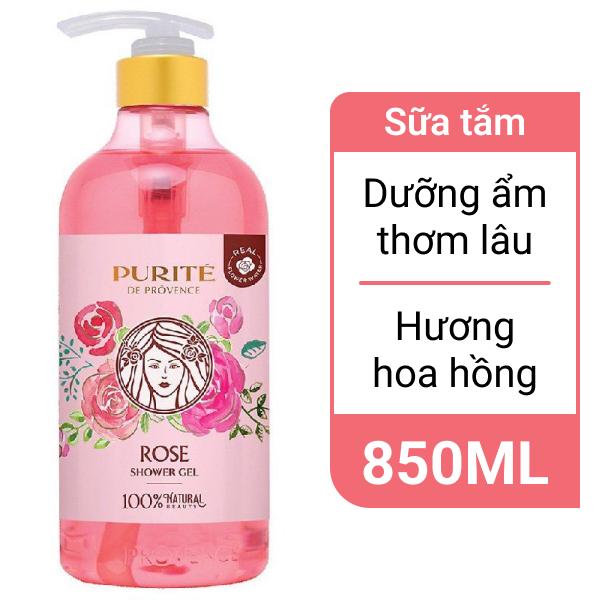 Sữa tắm mềm mịn Purité hoa hồng 850ml