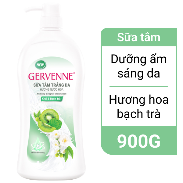 Sữa tắm trắng da Gervenne kiwi & bạch trà 900g