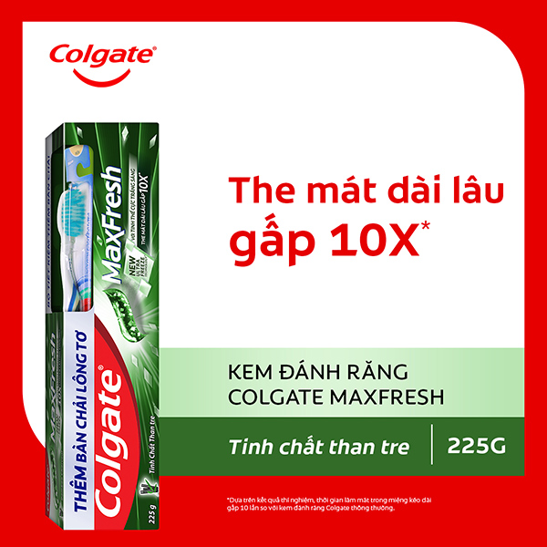 Bộ kem và bàn chải Colgate MaxFresh than tre 225g