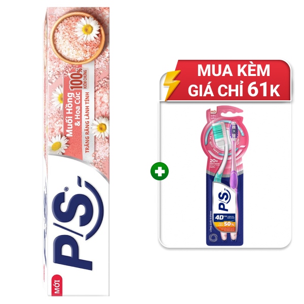 Kem đánh răng P/S muối hồng và hoa cúc 230g