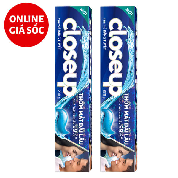 2 tuýp kem đánh răng Closeup tinh thể băng tuyết 230g