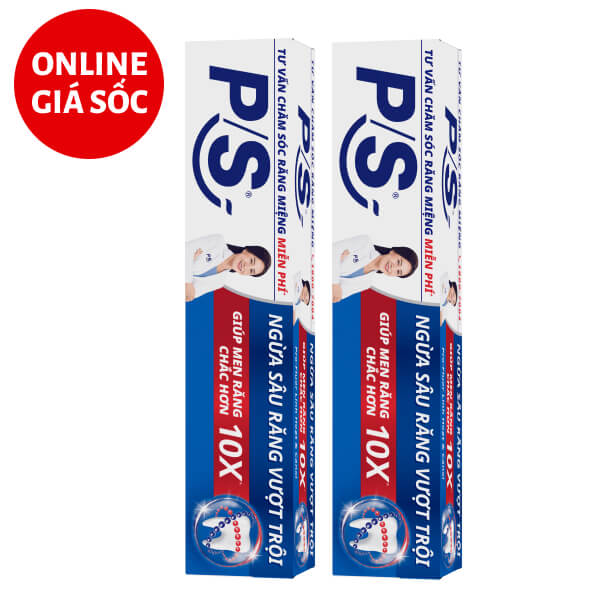 2 tuýp kem đánh răng P/S ngừa sâu răng 180g