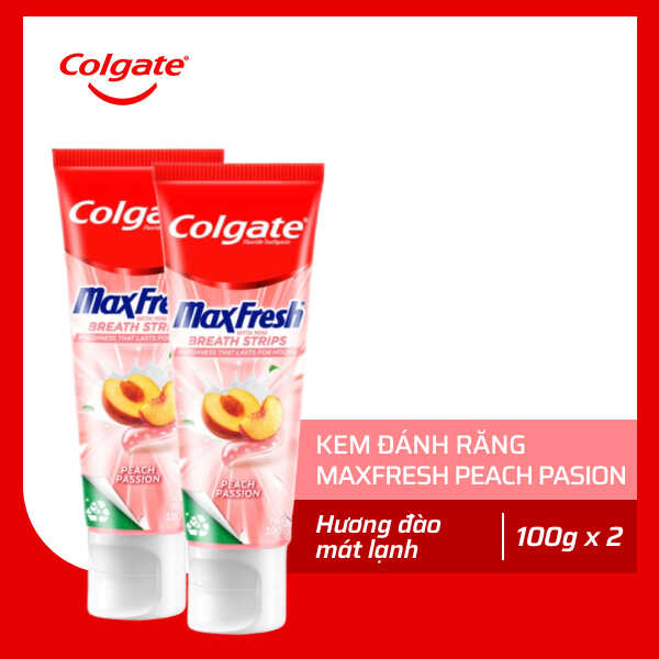 2 tuýp kem đánh răng Colgate MaxFresh hương đào 100g