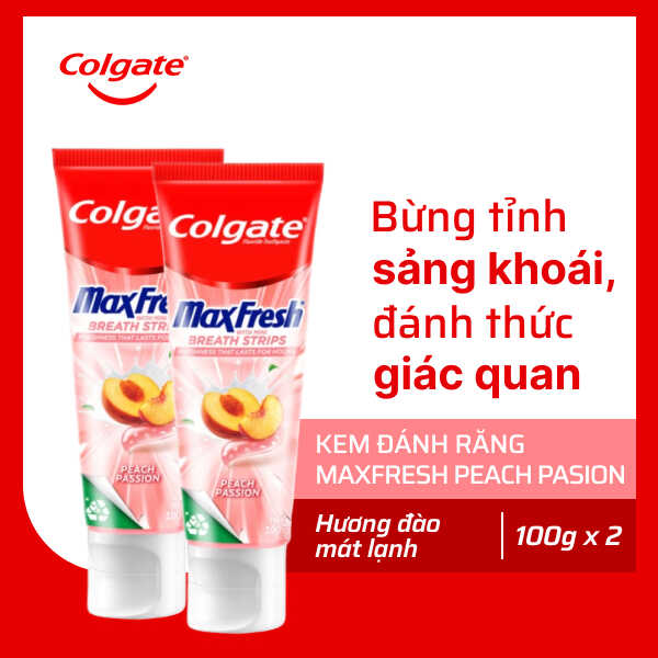 2 tuýp kem đánh răng Colgate MaxFresh hương đào 100g