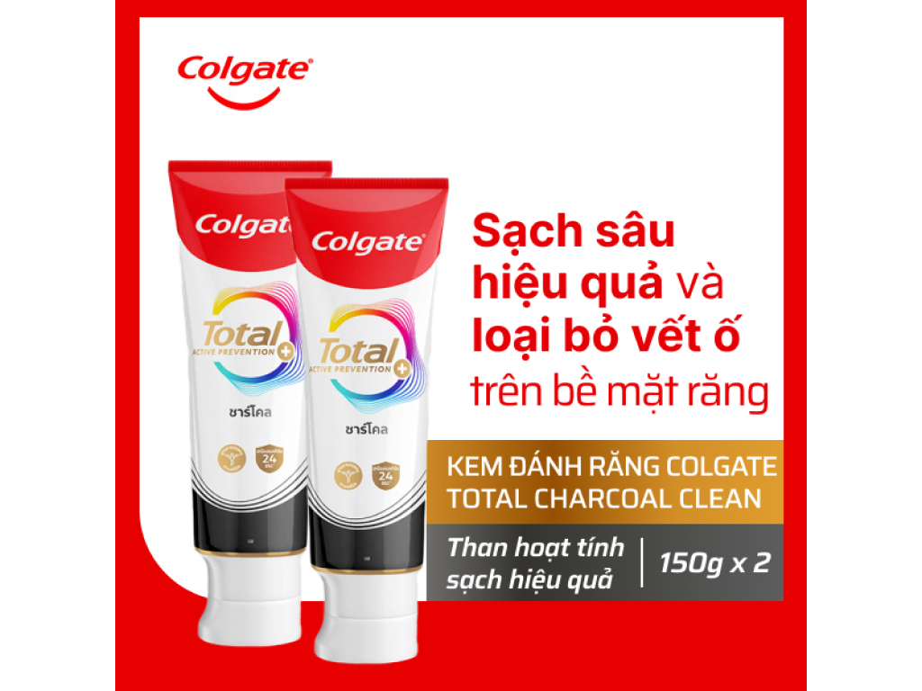 2 tuýp kem Colgate Total Charcoal Clean tại Bách hóa XANH